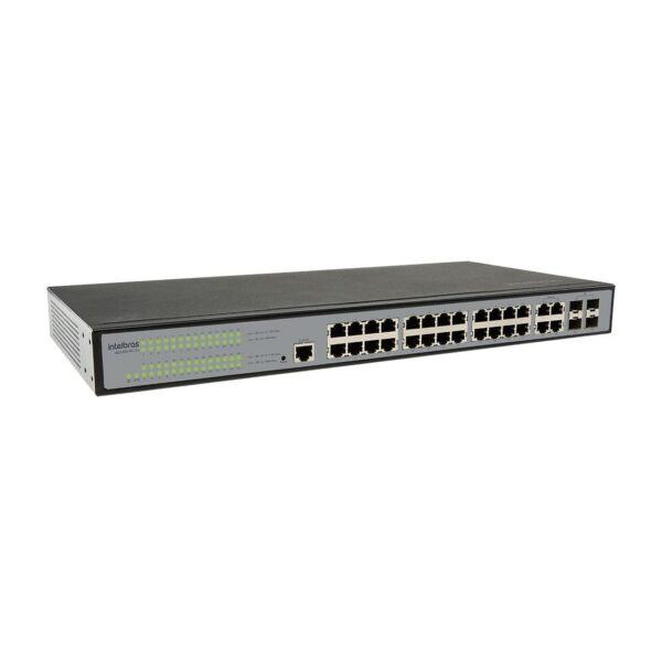 SWITCH RACK GEREN 24 P GIGA ETHERNET E 4 P MINI GBIC SG 2404MR L2+ - INTELBRAS